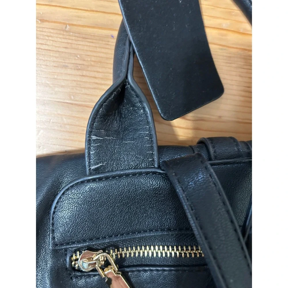 Miztique Black Diana Vegan Leather Backpack Tassel Gold Hardware Large Travel